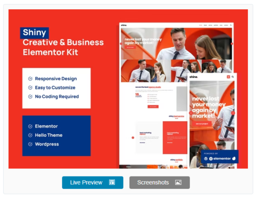 Shiny - Creative Business Agency Elementor Pro Template Kit