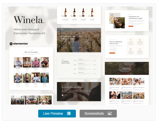 Winela - Wine and Vineyard Elementor Template Kit