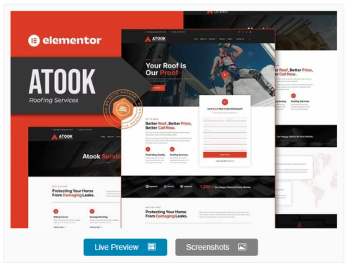 Atook - Roofing Services Elementor Template Kit