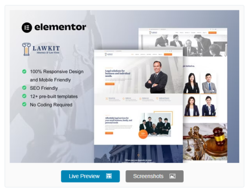 Lawkit - Attorney Law Firm Elementor Template Kit