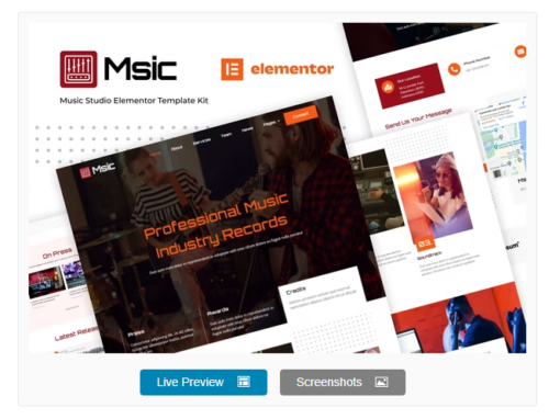 Msic - Music Studio Elementor Template Kit