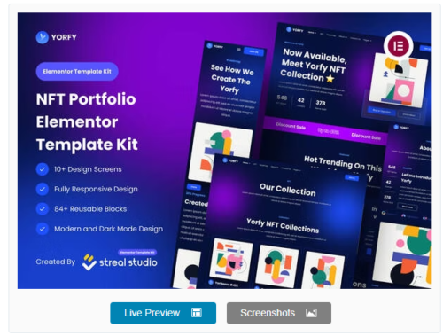 Yorfy - NFT Project Elementor Template Kit