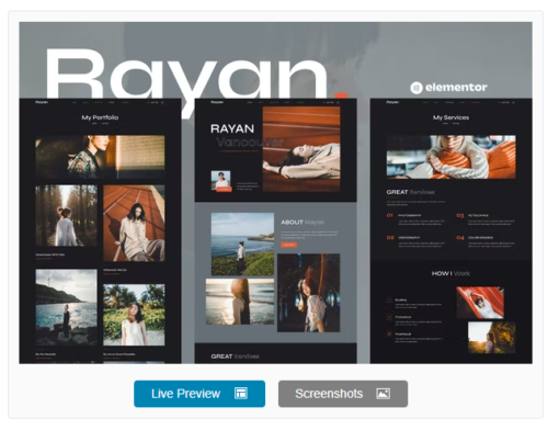Rayan - Photography & Portfolio Elementor Template Kit
