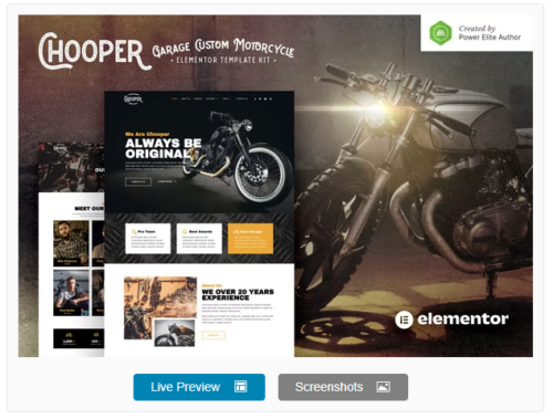 Chooper – Custom Motorcycle Garage Elementor Template Kit