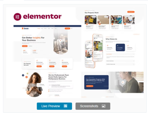 Zeleb - Social Media Marketing & Digital Advertising Elementor Template Kit