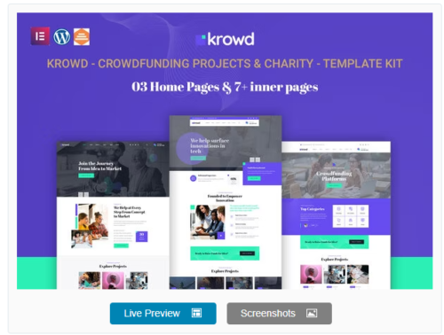 Krowd - Crowdfunding Projects & Charity Template Kit