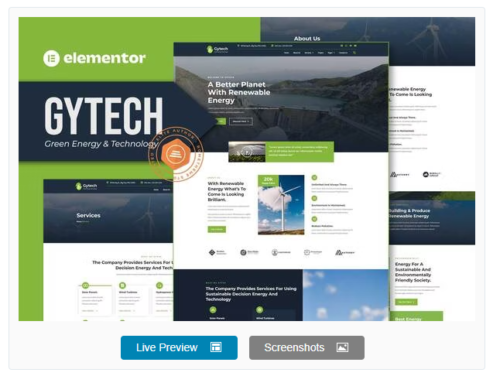 Gytech - Green Energy & Technology Elementor Pro Template Kit