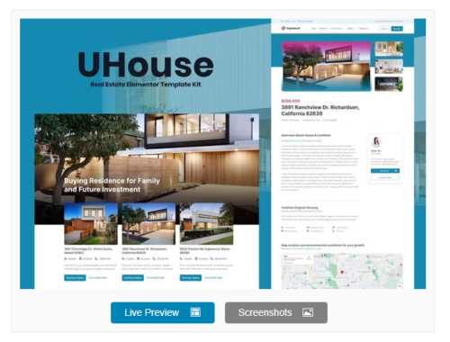 UHouse - Real Estate Elementor Template Kit