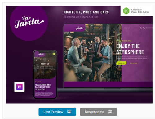 LaJavela – Bar Nightlife & Pub Elementor Template Kit