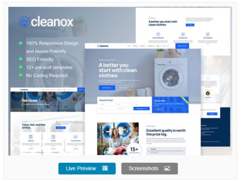 Cleanox - Laundry Service Elementor Template Kit