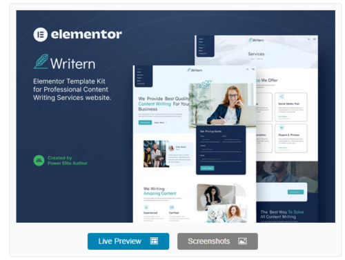 Writern – Content Writing Services Elementor Template Kit