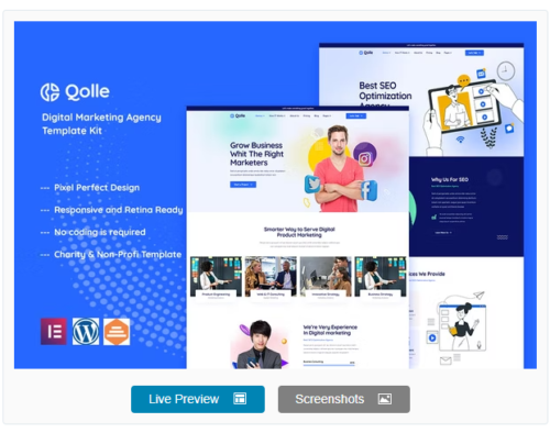 Qolle - Digital Marketing Agency Elementor Template Kit