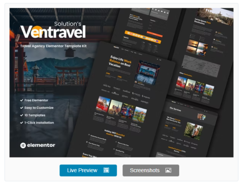 Ventravel - Traveling Agency Elementor Template Kit