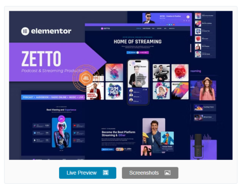 Zetto - Podcast & Streaming Production Elementor Template Kit