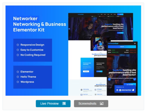 Networker - Business Services & Hosting Services Elementor Template Kit