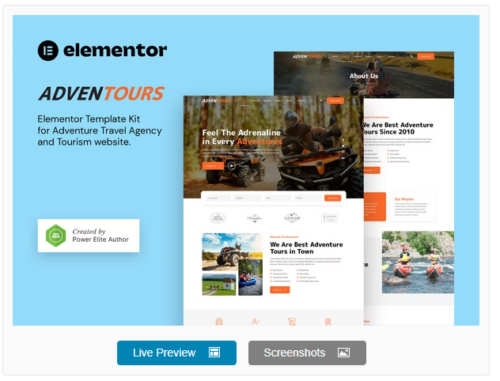 Adventours – Adventure Travel Agency & Tourism Elementor Template Kit