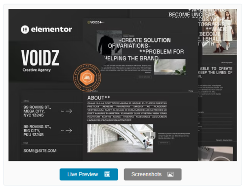 Voidz - Creative Agency Elementor Template Kit