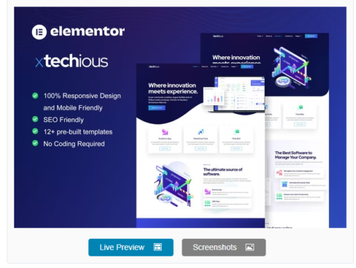 Xtechious - Saas & Digital Tech Company Elementor Template Kit