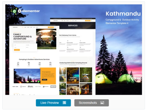 Kathmandu - Campground and Outdoor Activity Elementor Template Kit