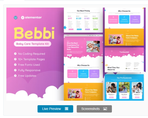 Bebbi - Creative Baby Care Elementor Pro Template Kit