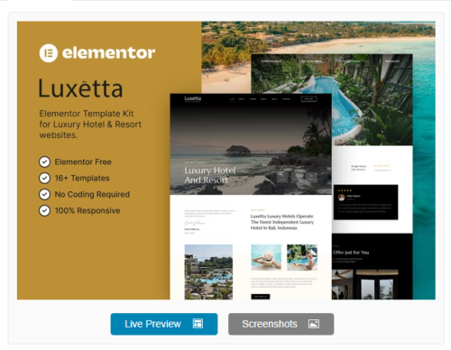 Luxetta – Luxury Hotel & Resort Elementor Template Kit