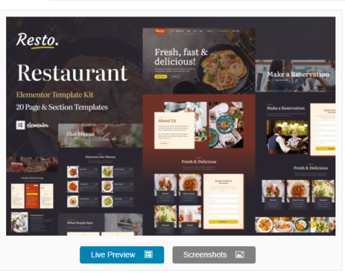 Resto. - Restaurant Catering & Cafe Elementor Template Kit