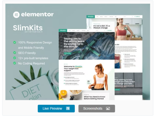 Slimkits - Weight Loss & Diet Program Elementor Template Kit