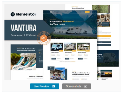 Vantura - Campervan & RV Rental Elementor Template Kit