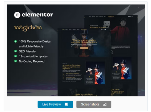 Magickom - Magician Elementor Template Kit