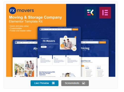 FX Movers - Moving & Storage Company Elementor Template Kit