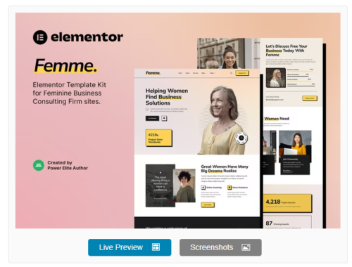Femme – Feminine Business Consulting Elementor Template Kit