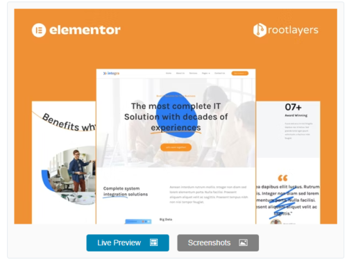 Integra - IT Solution & Services Elementor Pro Full Site Template Kit