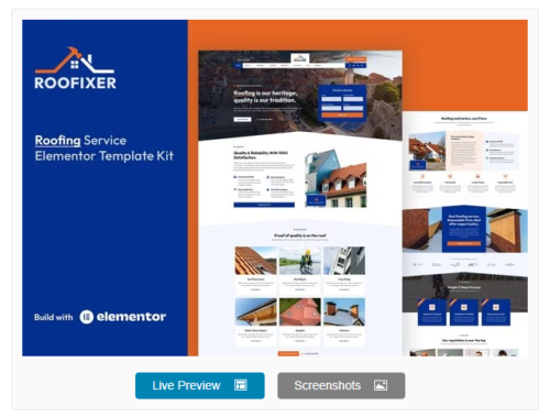 Roofixer - Roofing Service Elementor Pro Template Kit