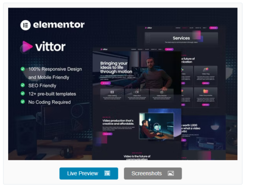 Vittor - Video Production Service Elementor Pro Template Kit