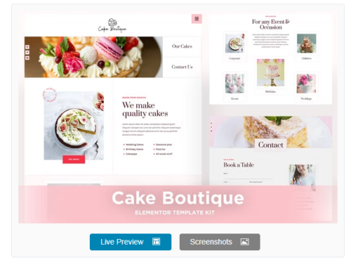 Cake Boutique - Cake Elementor Template Kit