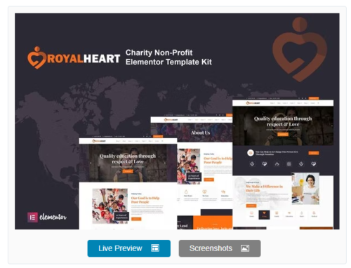 Royalheart - Nonprofit Charity Elementor Template Kit