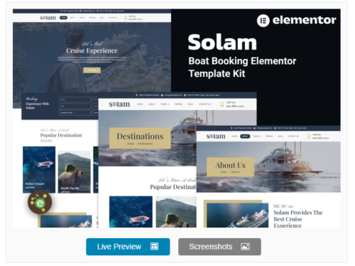 Solam - Boat Booking Elementor Pro Template Kit