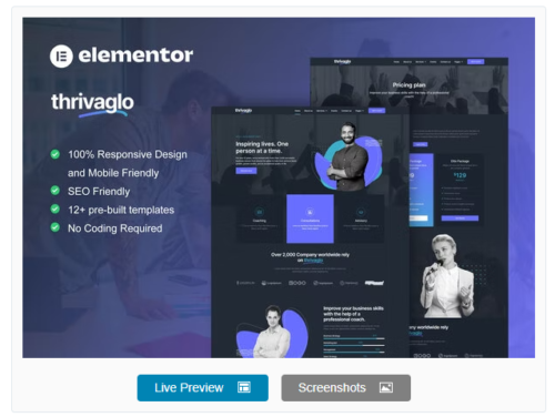 Thrivaglo - Business Coach Elementor Template Kit