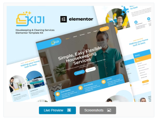 Kiji - Houskeeping & Cleaning Services Elementor Template Kit