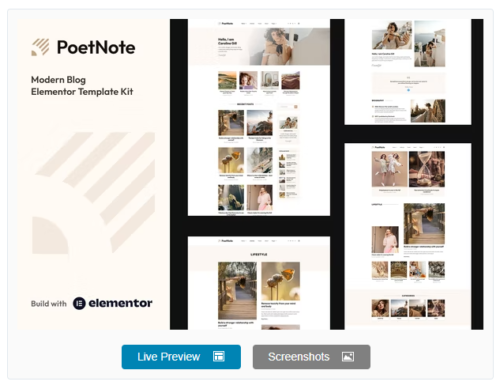 PoetNote - Modern Blog Elementor Pro Template Kit