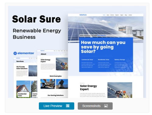 Solar Sure - Renewable Energy Business - Elementor Template Kit
