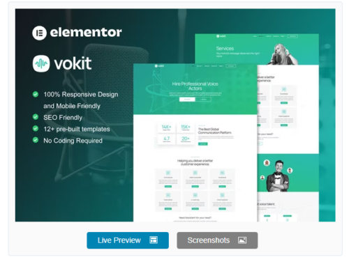VoKit - Voice Over Services Elementor Template Kit