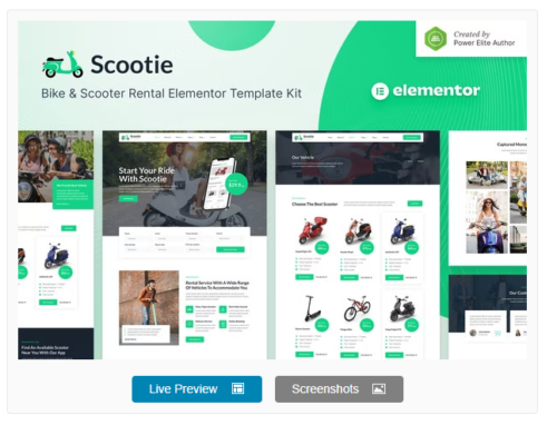 Scootie – Bike & Scooter Rental Elementor Template Kit