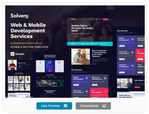 Solvero - Web & Mobile Development Service Elementor Template Kit