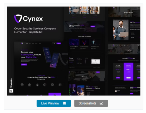 Cynex - Cyber Security Services Company Elementor Template Kit