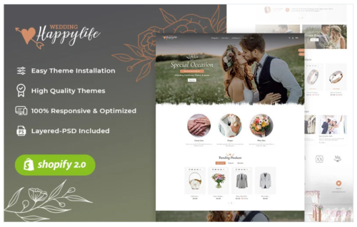 HappyLife - A Minimal Shopify Responsive Theme for Wedding Stores