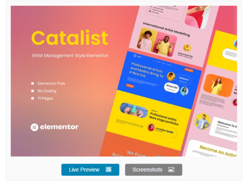 Catalist - Artist Management Elementor Template Kit