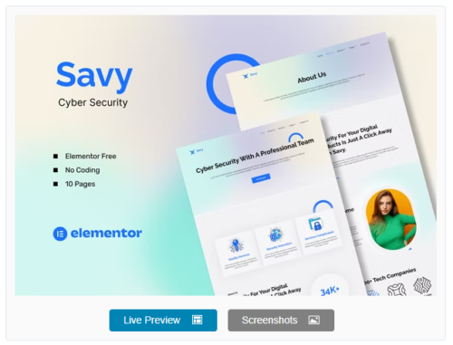 Savy - Cyber Security Elementor Template Kit