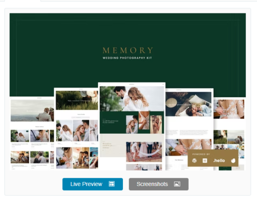 Memory - Wedding Photography Elementor Template Kits