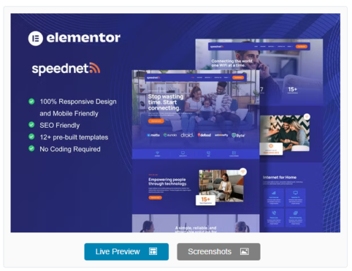 SpeedNet - Broadband & Internet Service Provider Elementor Template Kit
